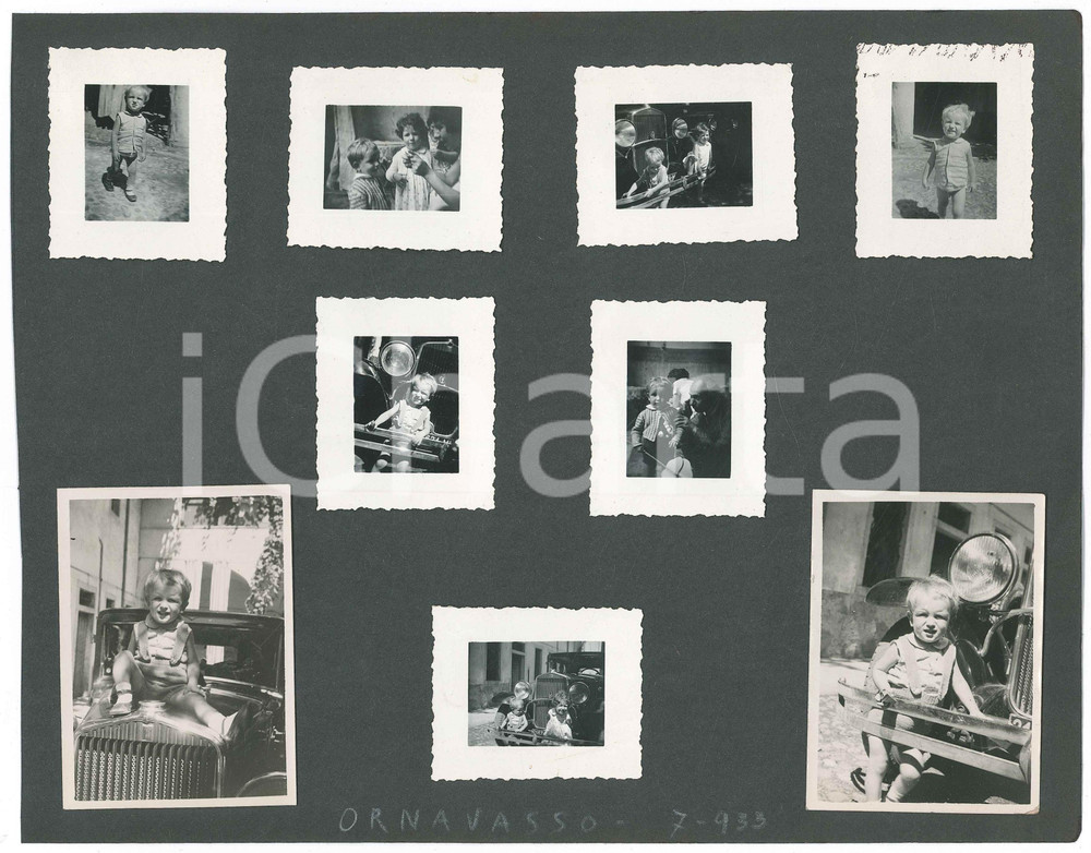 Fotografia d epoca originale 1933 ORNAVASSO Bambina in posa su FIAT 522 Lotto di 9 foto 1