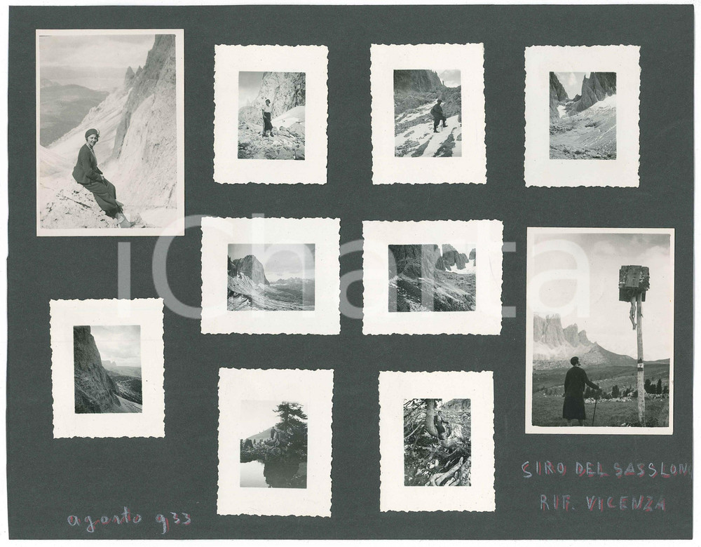 Fotografia d epoca originale 1933 VAL GARDENA Siro di Sassolungo  Rifugio Vicenza  Lotto di 10 foto 1