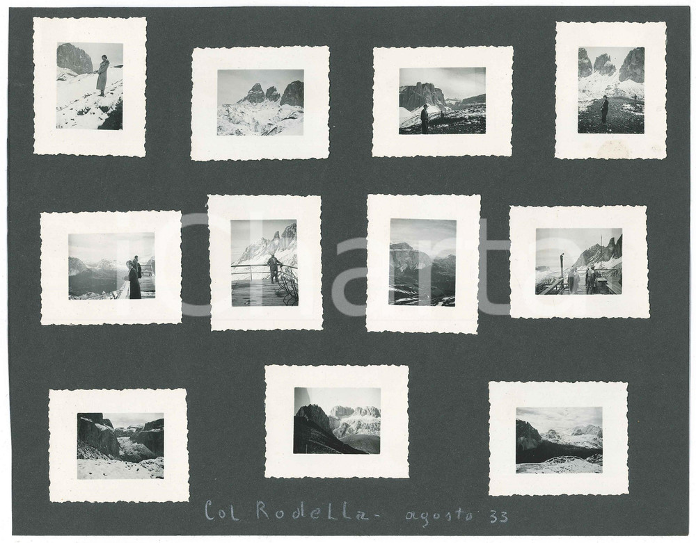 Fotografia d epoca originale 1933 DOLOMITI  VAL DI FASSA Gita sul Col Rodella  Lotto di 11 foto 1