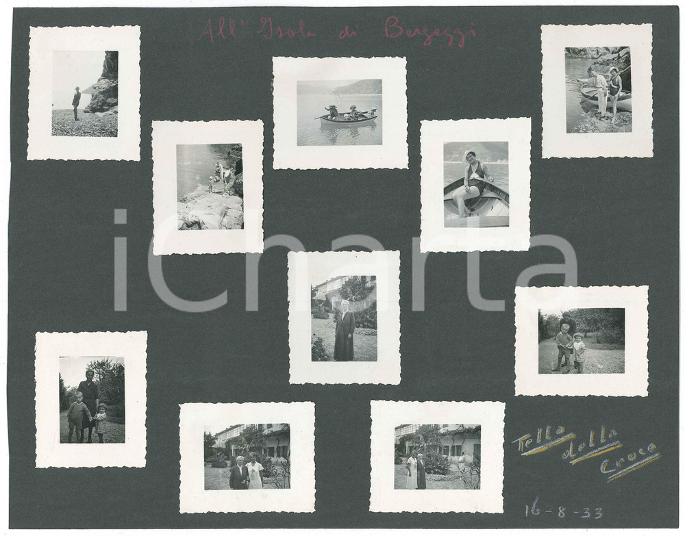 Fotografia d epoca originale 1933 ISOLA DI BERGEGGI / CUNEO Località TETTO DELLA CROCE Lotto di 10 foto 1