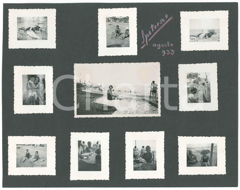 Fotografia d epoca originale 1933 SPOTORNO SV Giornata in spiaggia  Lotto di 10 foto 1