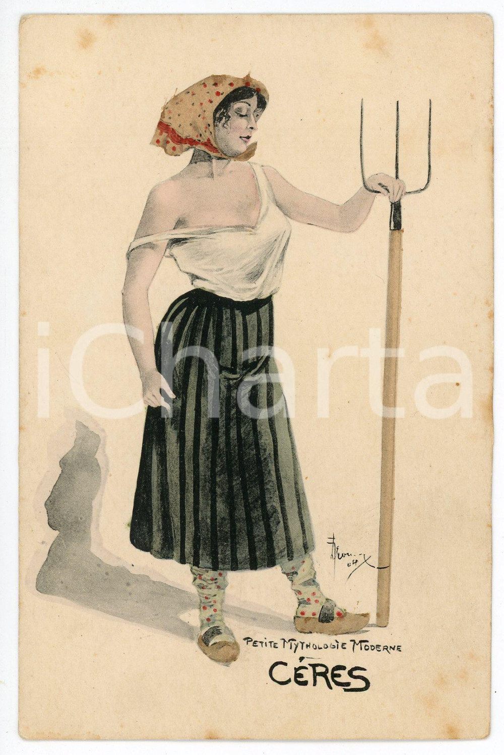 Cartolina originale da collezione 1904 ART NOUVEAU Carl JOZSA  Petite Mythologie Moderne  Ceres  Postcard 1