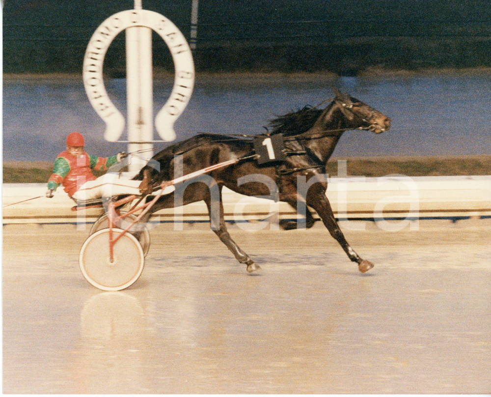 Fotografia d epoca originale 1980 ca MILANO Ippodromo di San Siro DARIF EFFE Giancarlo BALDI in gara  Foto 1
