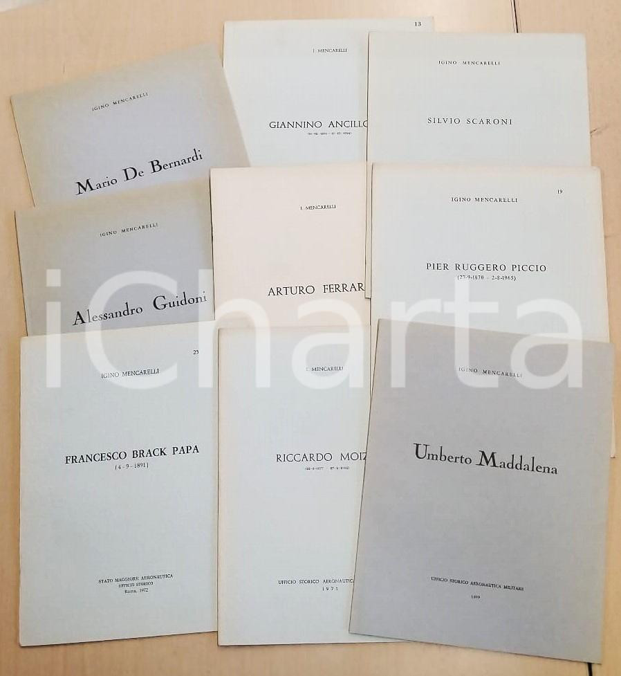 Libro, pubblicazione d epoca 1970 ca AERONAUTICA Iginio MENCARELLI Biografie aviatori  Lotto 9 pubblicazioni 1