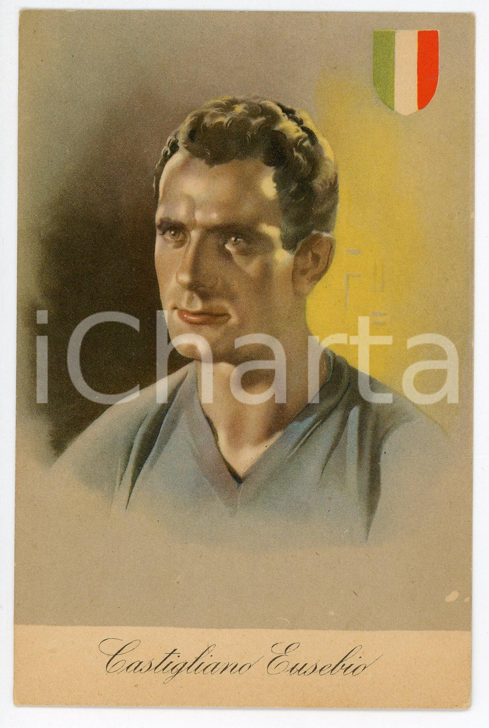 Cartolina originale da collezione 1945 ITALIA  CALCIO Eusebio CASTIGLIANO Calciatore GRANDE TORINO Cartolina FG 1