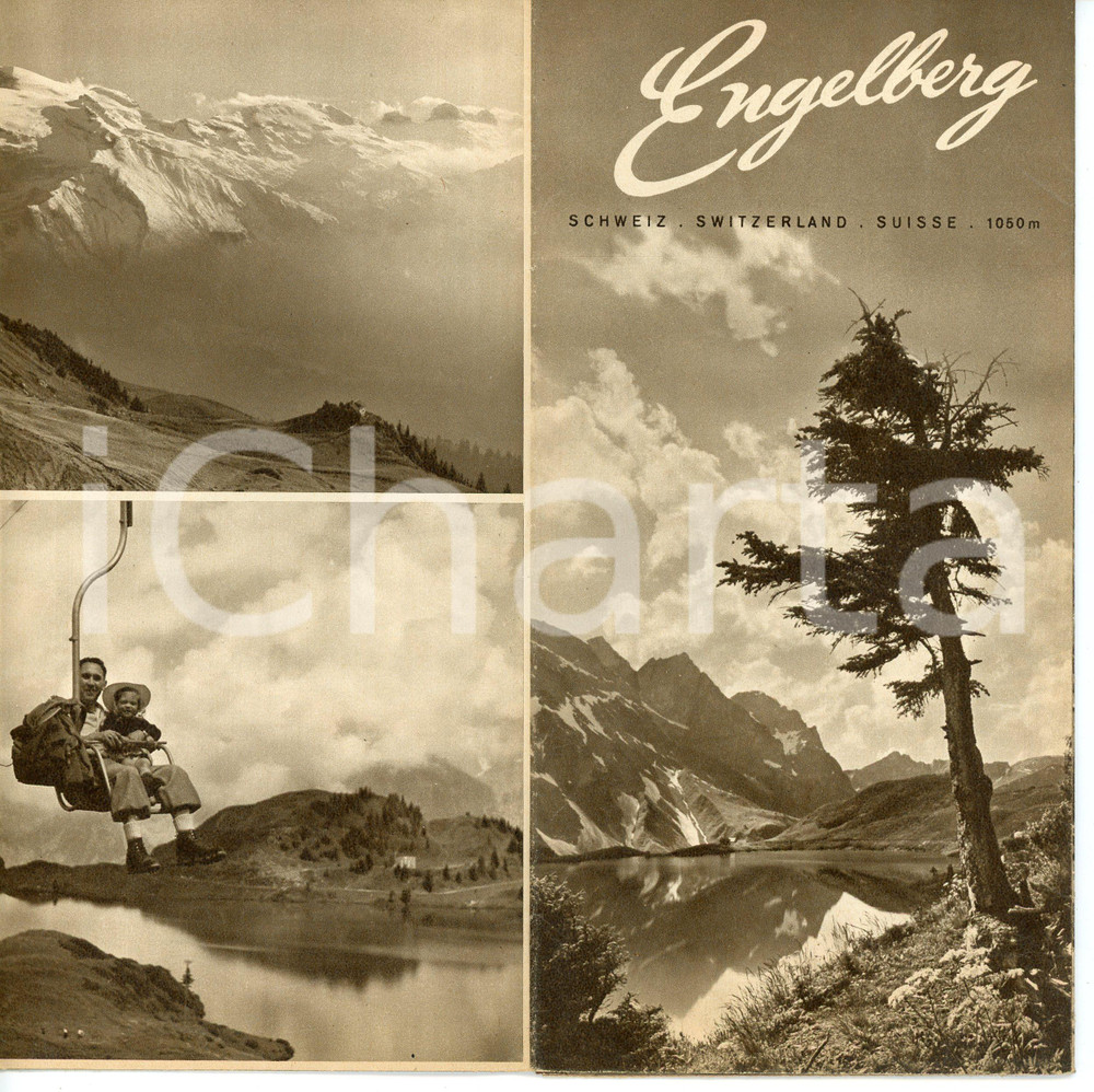 Materiale pubblicitario d’epoca 1955 ca SWITZERLAND Obwalden ENGELBERG Pieghevole ILLUSTRATO 1