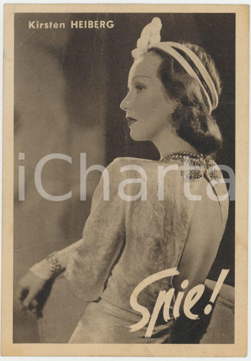 Cartolina originale da collezione 1940 CINEMA Kirsten HEIBERG Spie!  Cartolina EUROPA FILM messaggio ammiratore 1