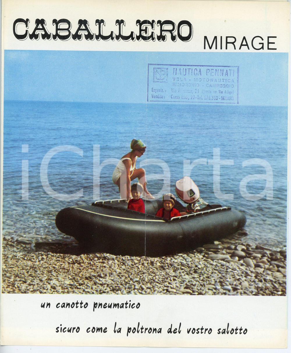 Materiale pubblicitario d’epoca 1975 ca VERBANIA  INTRA Canotto Nautylatex CABALLERO MIRAGE Brochure 1