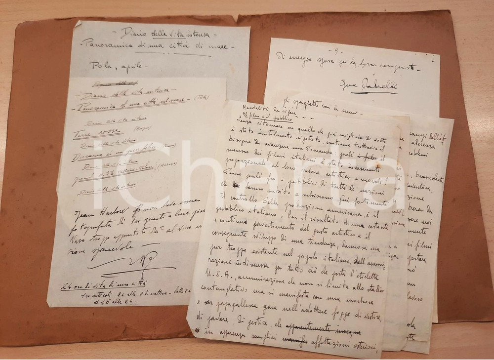Autografo originale 1940 ca Giuseppe Joe RADAELLI Il film e il pubblico Scritto INEDITO INCOMPLETO 1