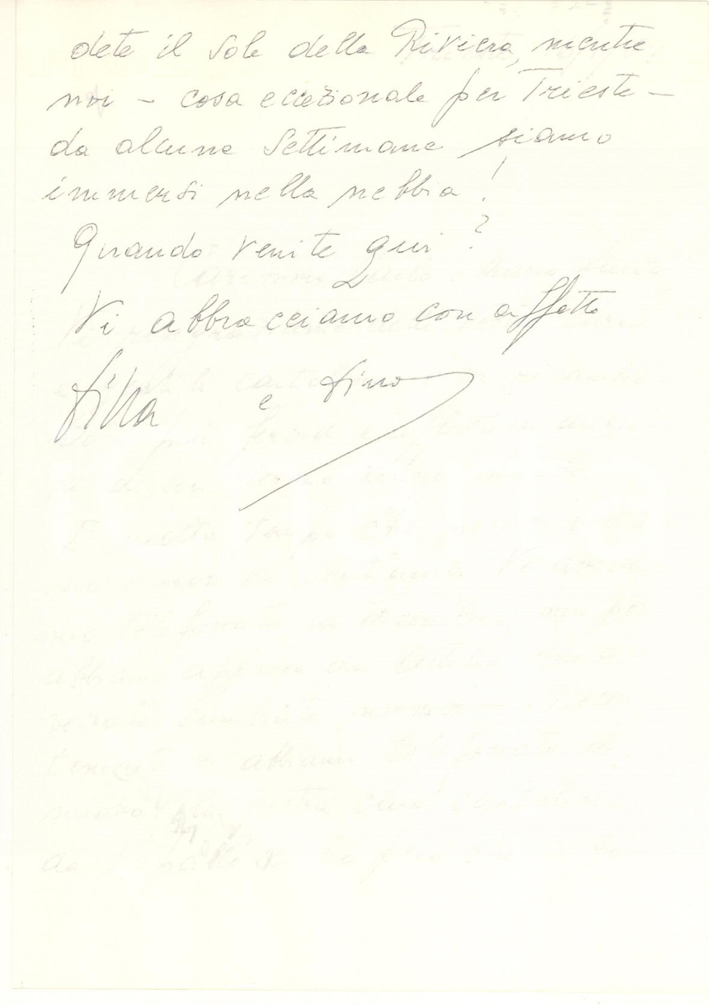 Autografo originale 1989 TRIESTE Lettera Dino SARAVAL a una coppia di amici Autografo 1