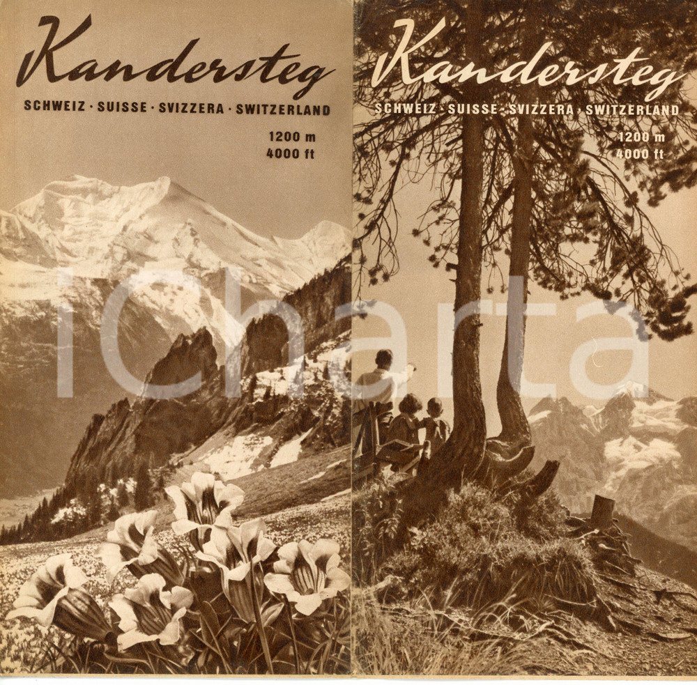 Materiale pubblicitario d’epoca 1955 ca SWITZERLAND Kanton Bärn KANDERSTEG Pieghevole ILLUSTRATO 1