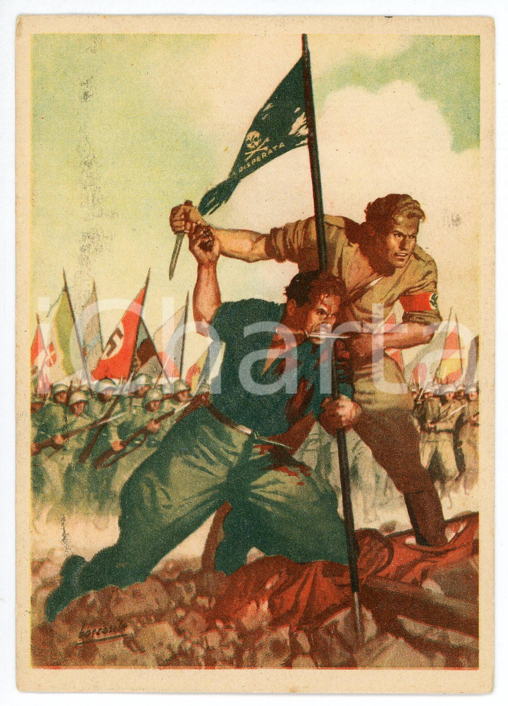 Cartolina originale da collezione 1942 BRESCIA XVI Battaglione Territoriale bis PNF Dopolavoro forze armate OND 1