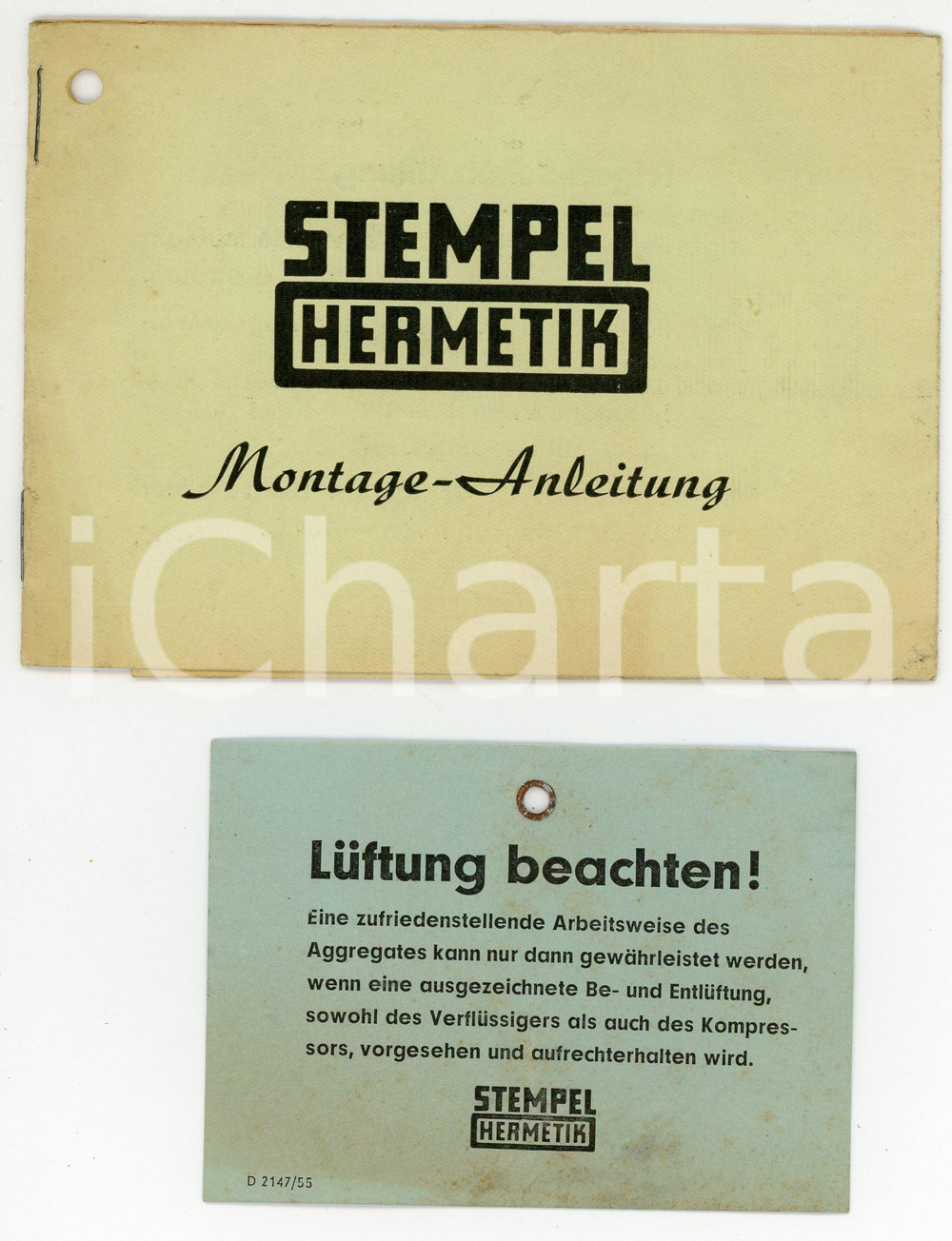 Libro, pubblicazione d epoca 1955 ca FRANKFURT AM MAINSUD StempelHermetik GMBH Montage  Anleitung 1
