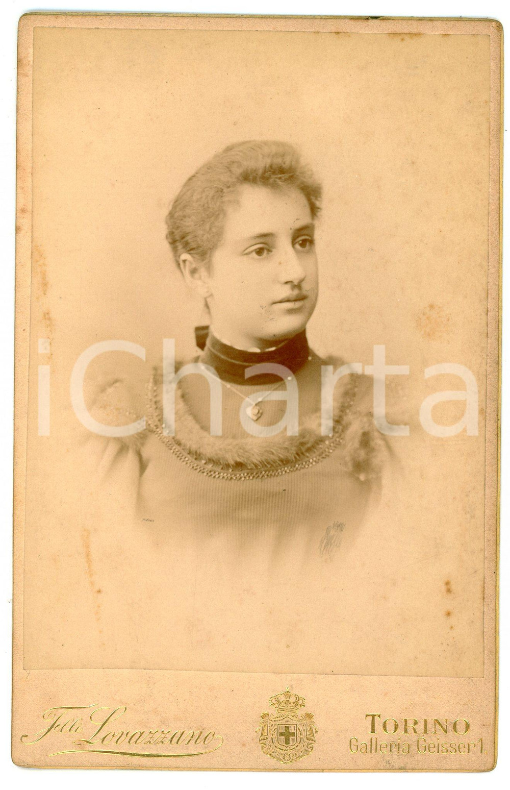Fotografia d epoca originale 1910 ca TORINO Galleria Geisser 1 Ritratto femminile  Foto Fratelli LOVAZZANO 1