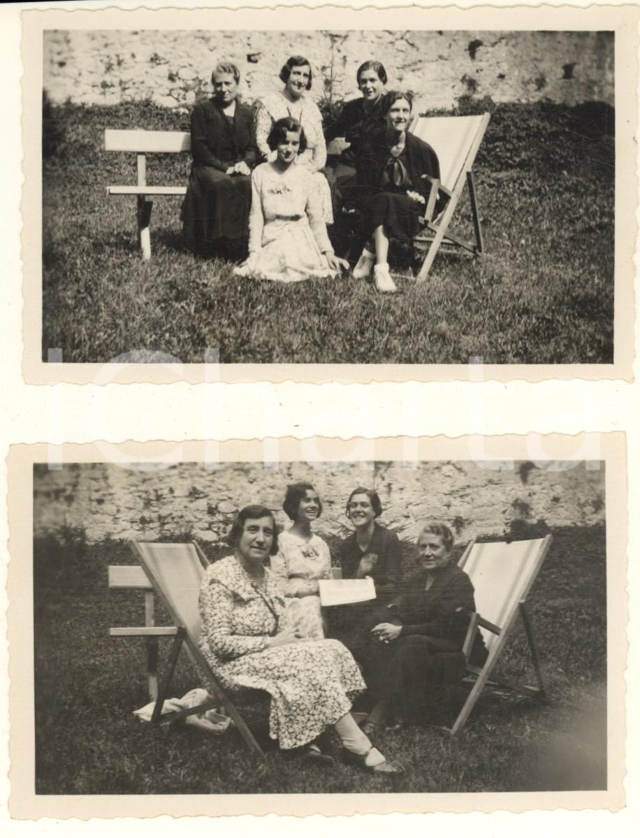Fotografia d epoca originale 1931 PIEVE TESINO TN Gruppo di donne in giardino Lotto 2 foto 11x7 cm 1