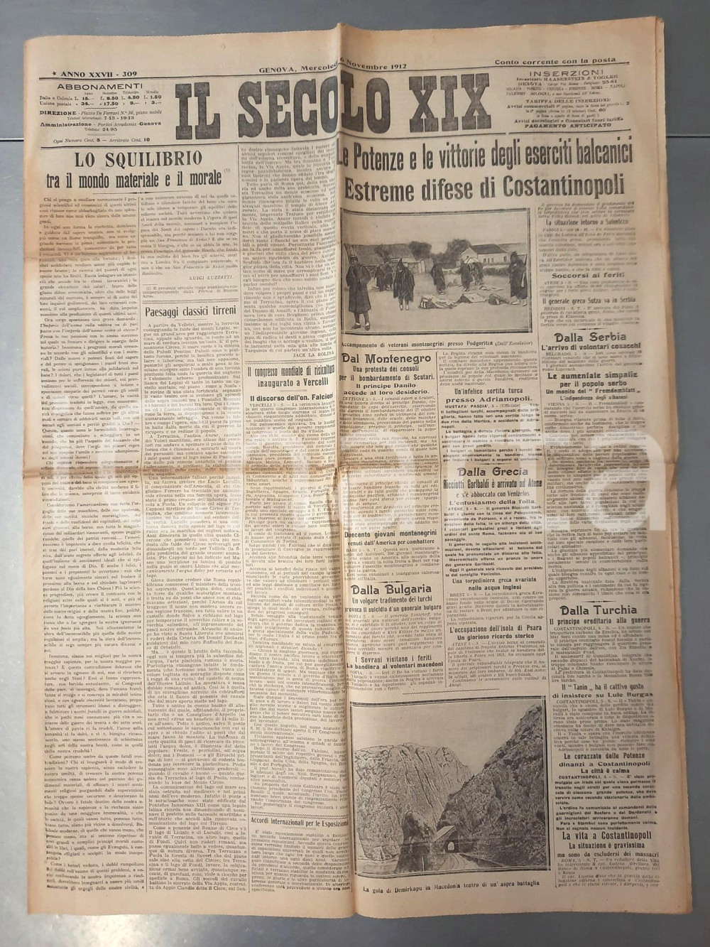 Giornale, rivista storica 1912 IL SECOLO XIX Prima guerra balcanica  Estreme difese di Costantinopoli 1