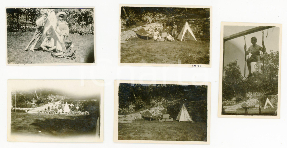 Fotografia d epoca originale 1930  1931 TRIESTE  OPICINA Bambini giocano agli indiani  Lotto 5 foto 6x4 cm 1