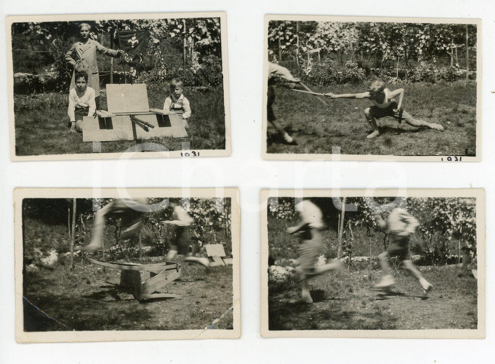 Fotografia d epoca originale 1930 TRIESTE OPICINA Bambini giocano alla guerra con finto cannone Lotto 4 foto 1