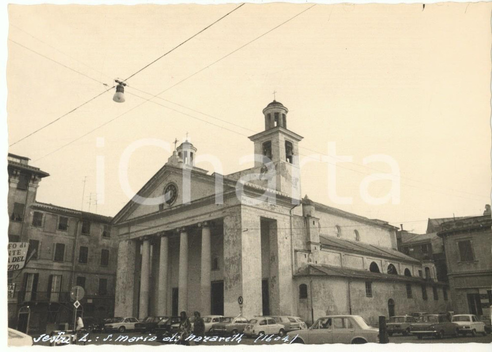 Fotografia d epoca originale 1965 ca SESTRI LEVANTE Basilica S. Maria di Nazareth Foto ANIMATA auto 15x10 cm 1