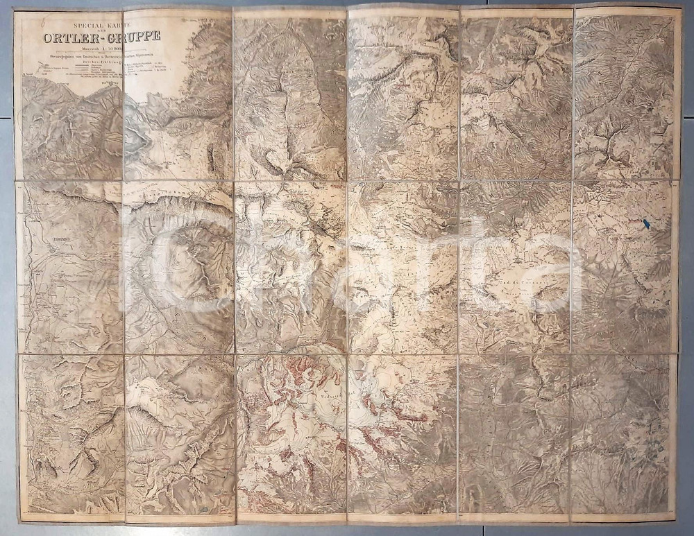 Mappa, planimetria storica 1903 SUDTIROL Spezialkarte der ORTLERGruppe  Mappa su tela 73x60 cm 1