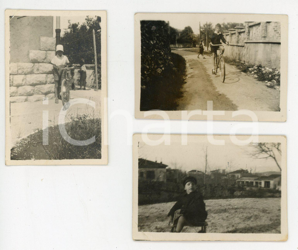 Fotografia d epoca originale 19291930 TRIESTE  OPICINA Bambini in bicicletta  Lotto 3 foto 7x4cm 1