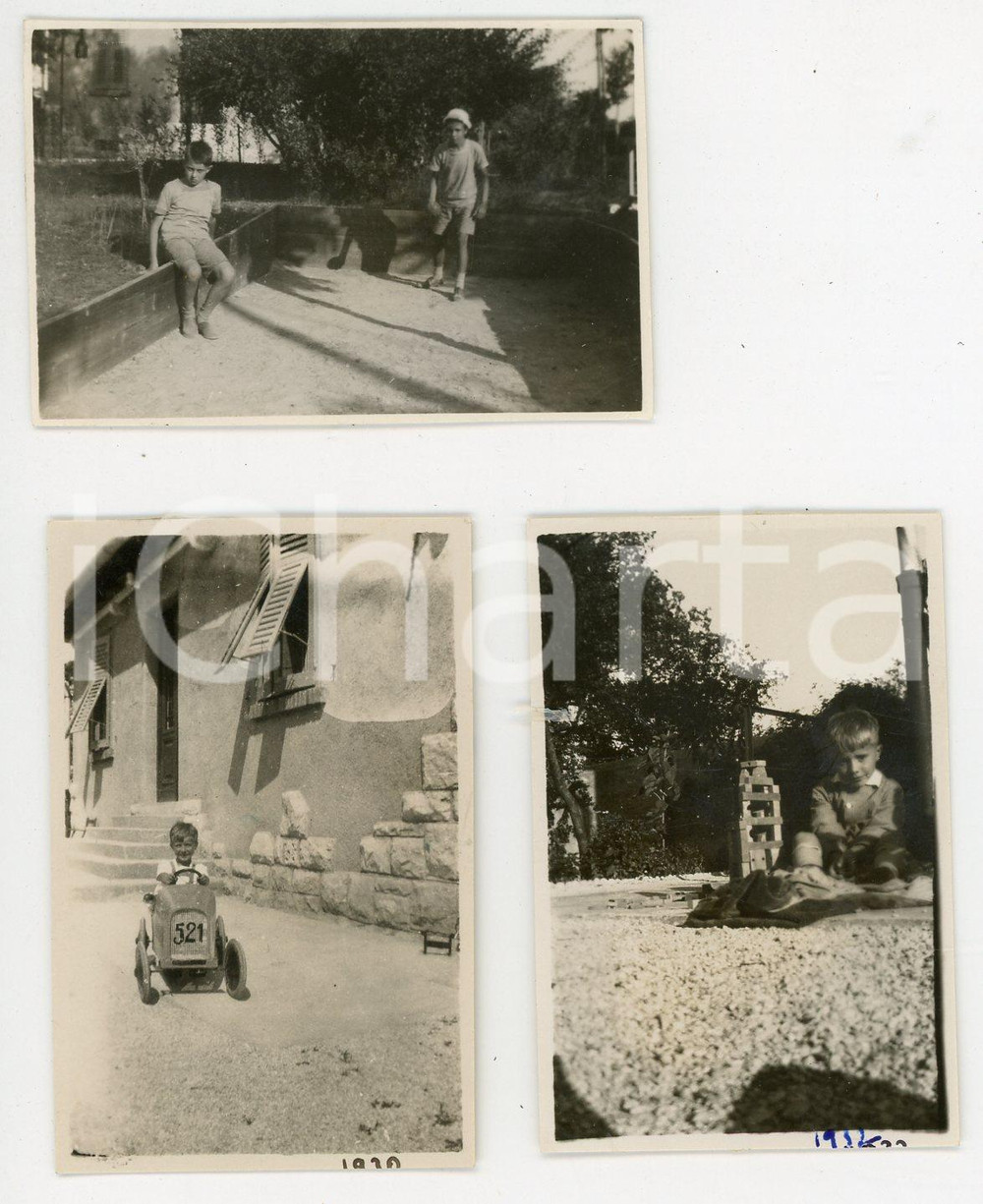 Fotografia d epoca originale 1930 TRIESTE  OPICINA Bimbi giocano a bocce, con costruzioni e auto giocattolo 1