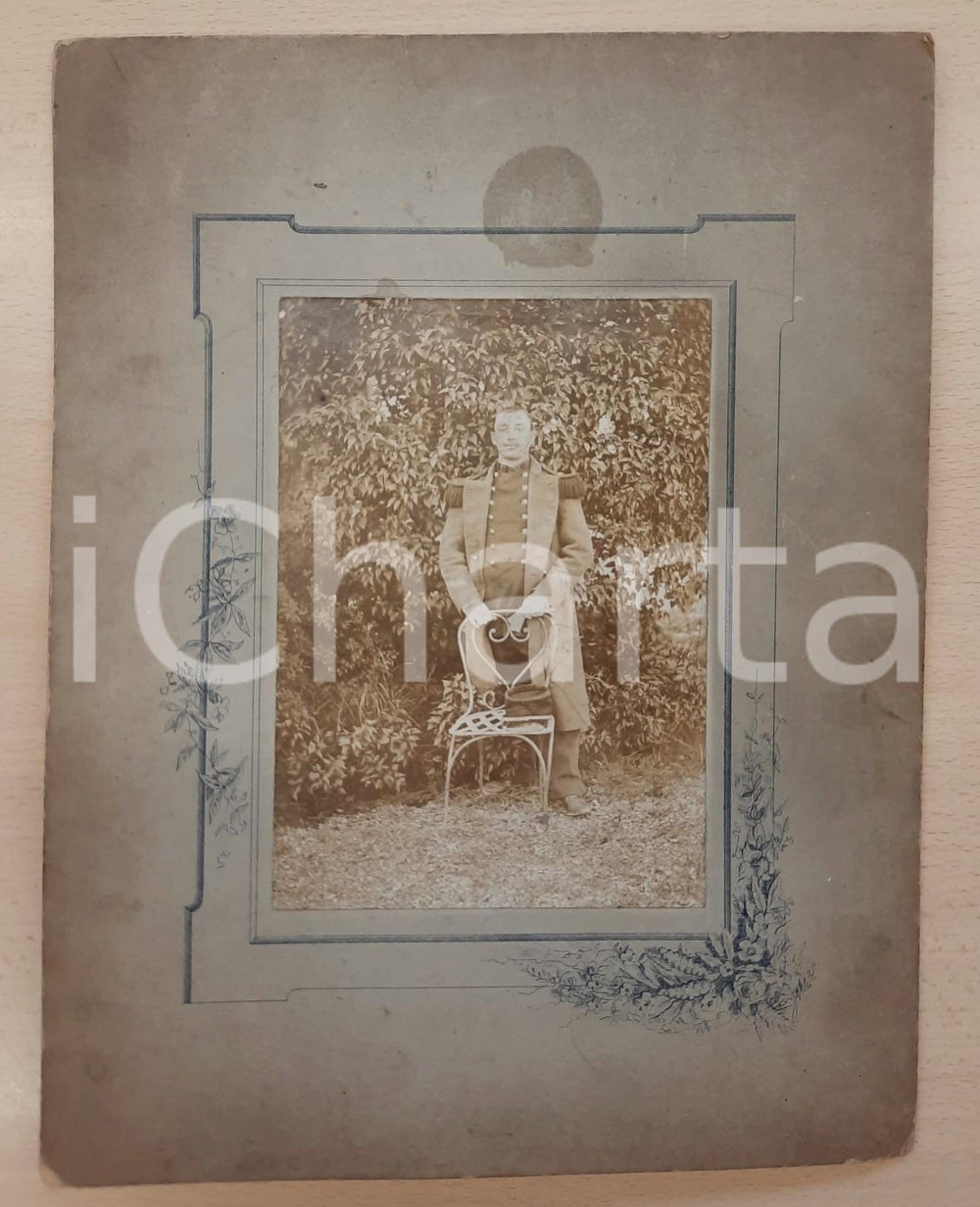 Fotografia d epoca originale 1915 ca WW1 ARMEE DE FRANCE Officier 27e rgt  Manteau à épaulettes Photo 24x31 1