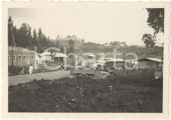 Fotografia d epoca originale 1935 ca AOI ETIOPIA ? Campo italiano  Automezzi  Foto animata 9x6 cm 1