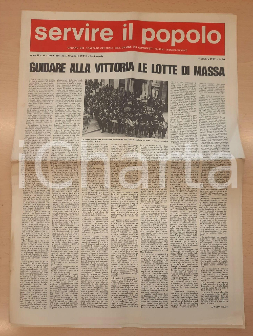 Giornale, rivista storica 1969 SERVIRE IL POPOLO Guidare alla vittoria le lotte di massa Giornale UCI 1