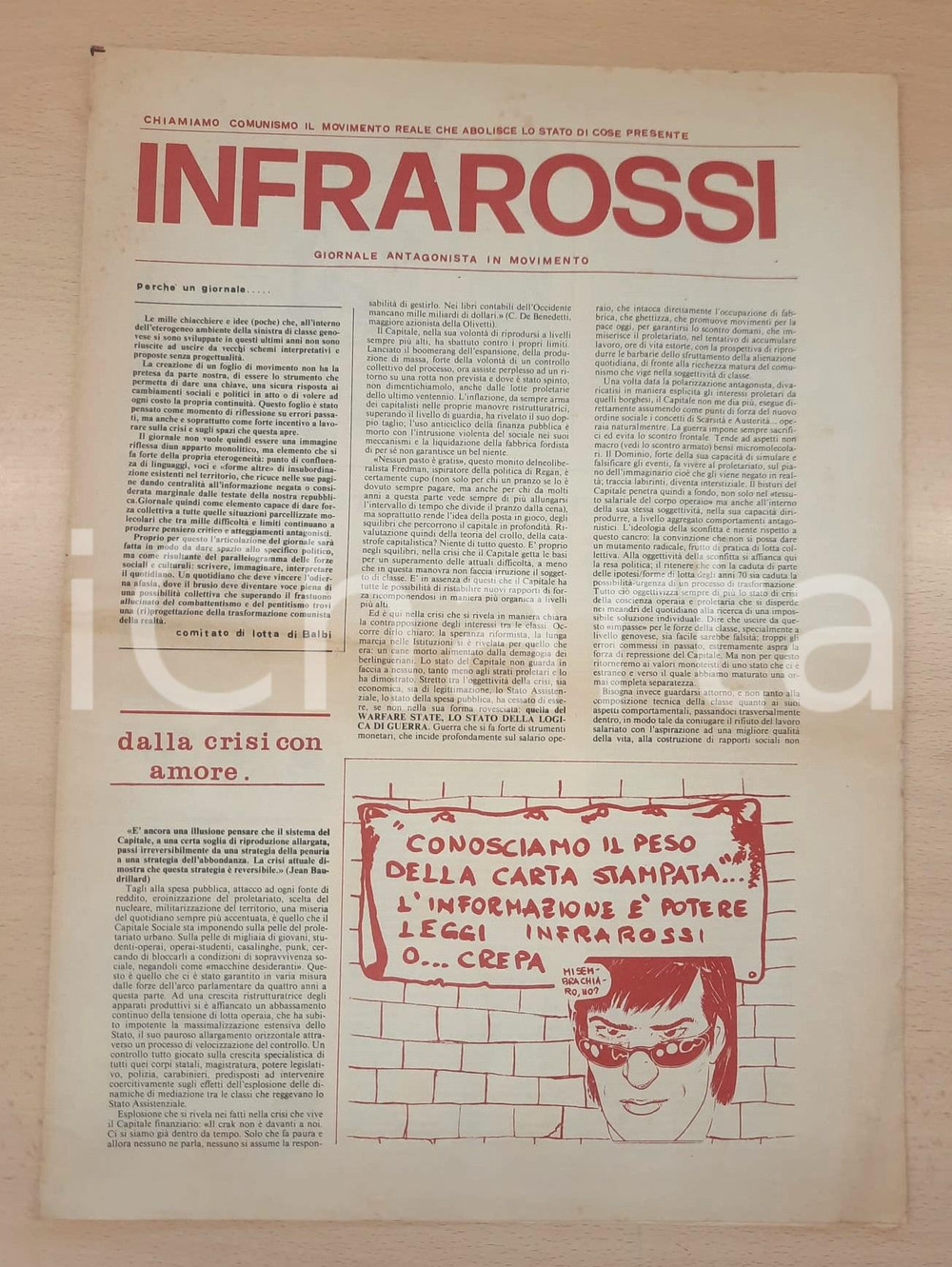 Giornale, rivista storica 1982 INFRAROSSI Giornale Antagonista in movimento Comitato di lotta Balbi 2 1