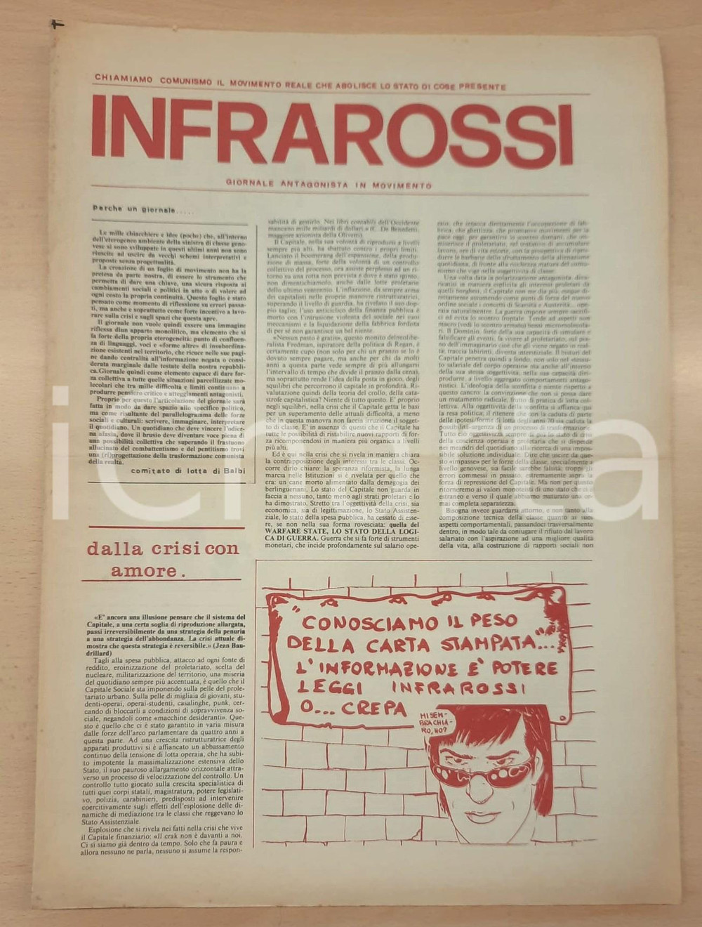 Giornale, rivista storica 1982 INFRAROSSI Giornale Antagonista in movimento Comitato di lotta Balbi 1 1