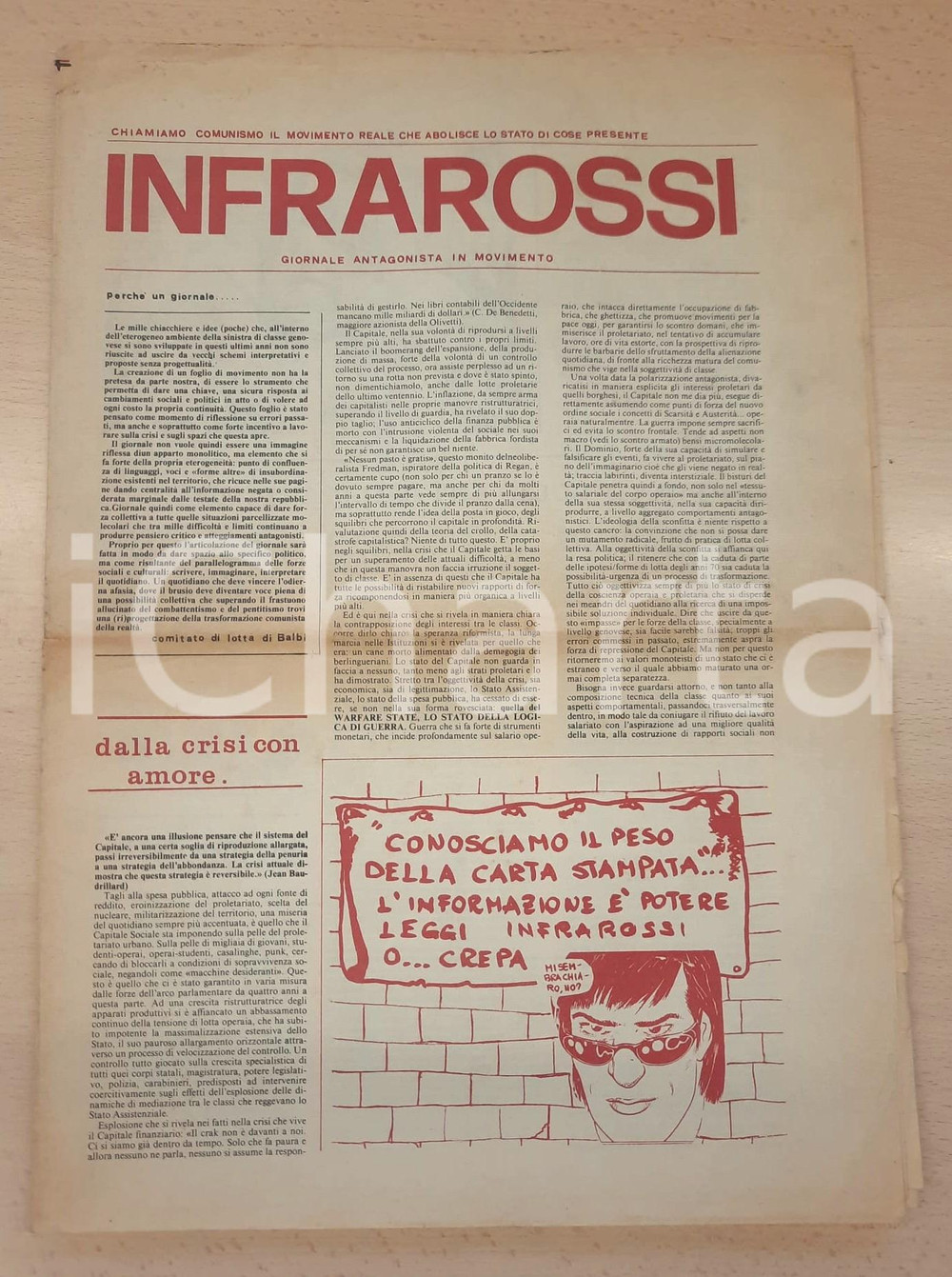 Giornale, rivista storica 1982 INFRAROSSI Giornale Antagonista in movimento Comitato di lotta Balbi 3 1