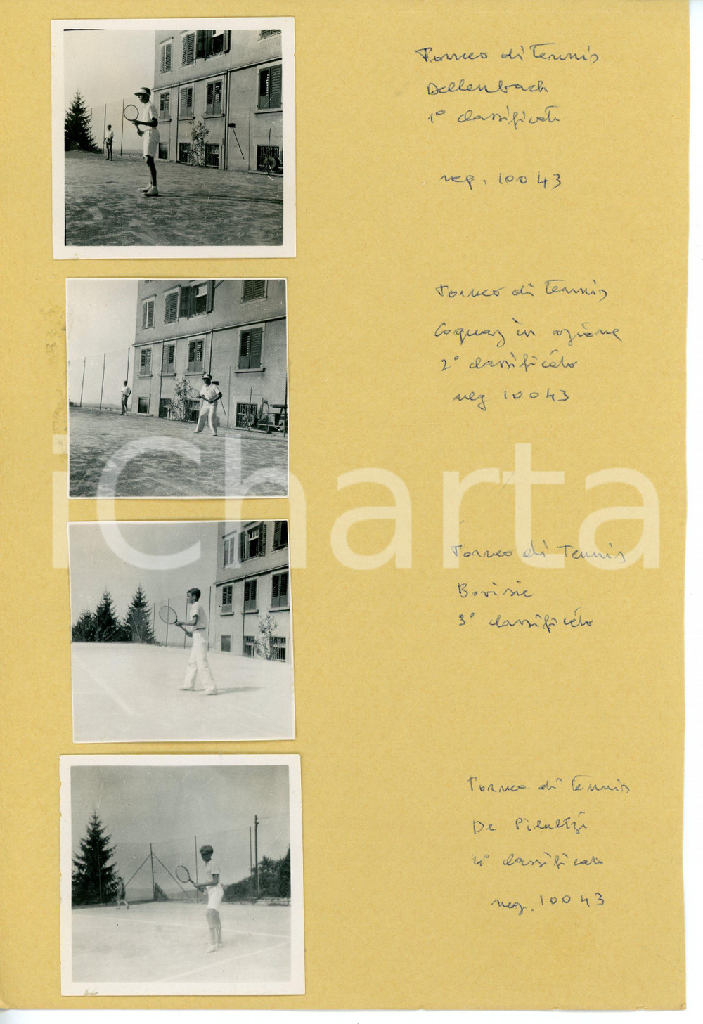 Fotografia d epoca originale 1934 ST. GALLEN Institut DR. SCHMIDT Torneo di tennis  Lotto 4 fotografie 1