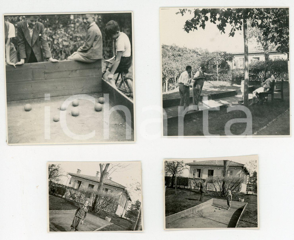 Fotografia d epoca originale 1935 TRIESTE  OPICINA Adulti e bambini giocano a bocce  Lotto 4 fotografie 1