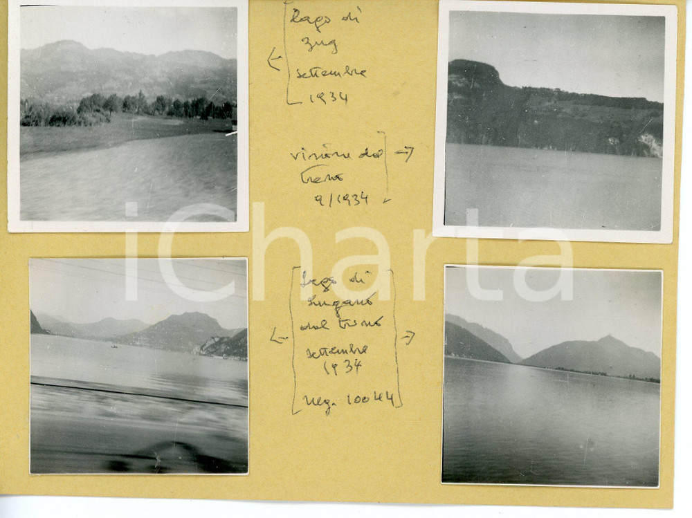 Fotografia d epoca originale 1934 LUGANERSEE  LAGO DI LUGANO visto dal treno  Lotto 4 fotografie 1