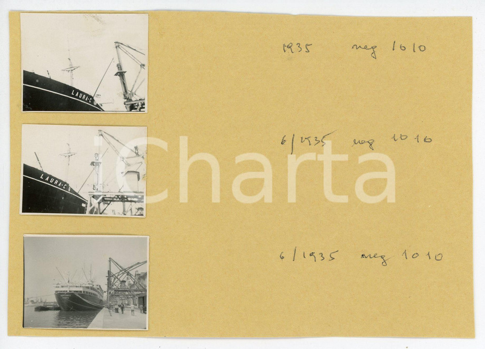 Fotografia d epoca originale 1935 PORTO DI TRIESTE Piroscafo LAURA C Transatlantico NEPTUNIA Lotto 3 foto 1