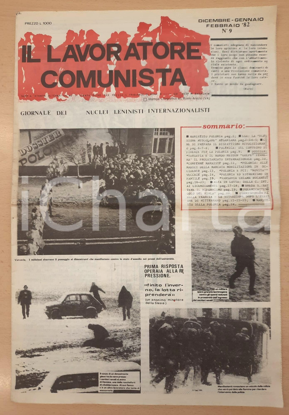 Giornale, rivista storica 1982 IL LAVORATORE COMUNISTA Dossier Polonia: scontri con i lavoratori Giornale 1