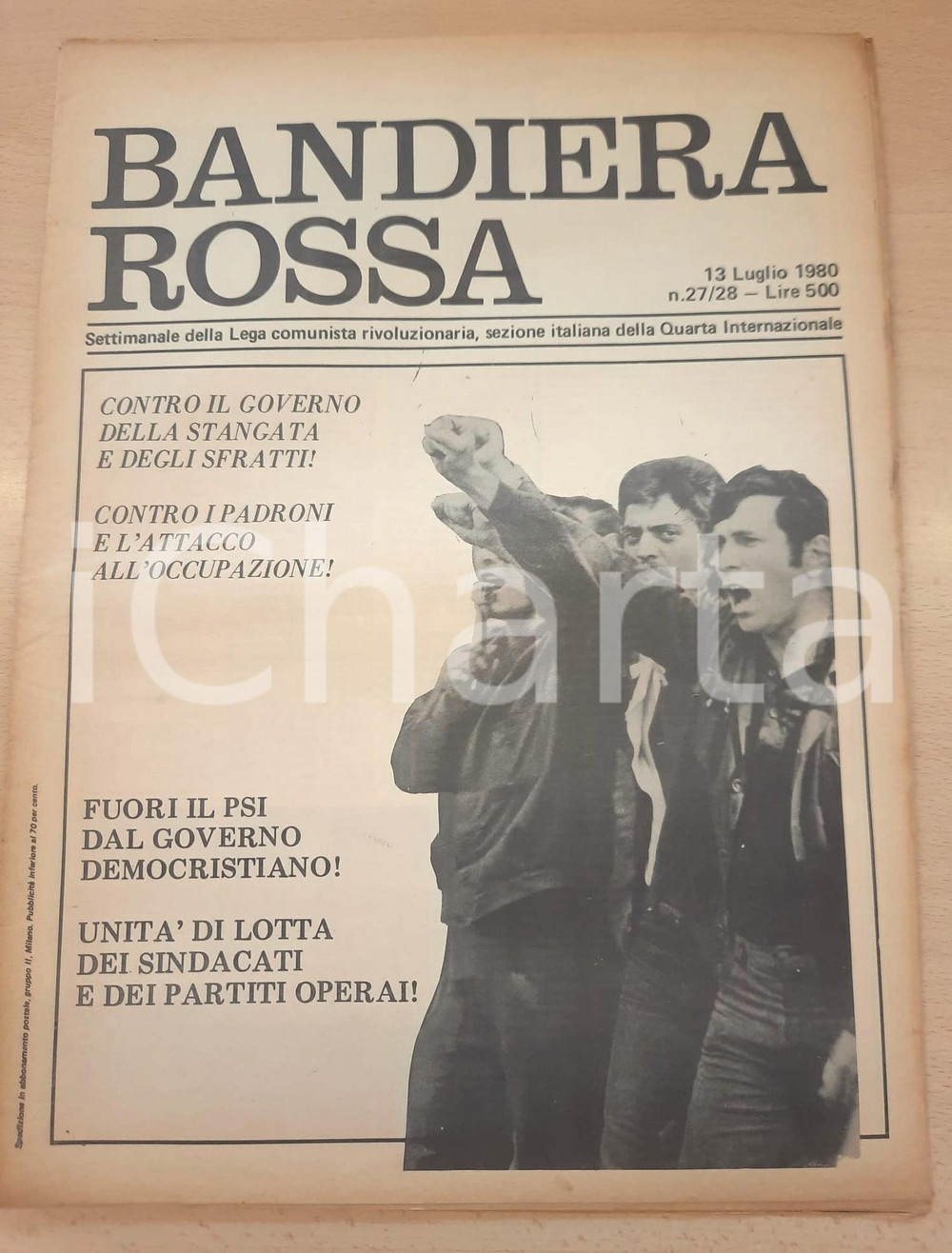 Giornale, rivista storica 1980 BANDIERA ROSSA Contro il governo della stangata e degli sfratti  Giornale 1