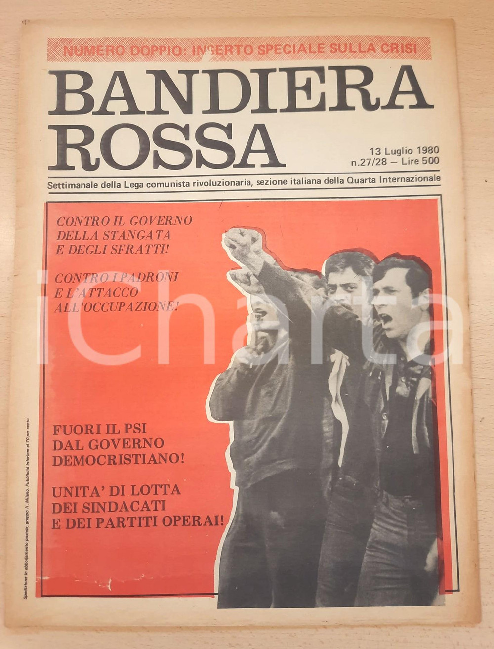 Giornale, rivista storica 1980 BANDIERA ROSSA Contro il governo della stangata e degli sfratti Giornale 1