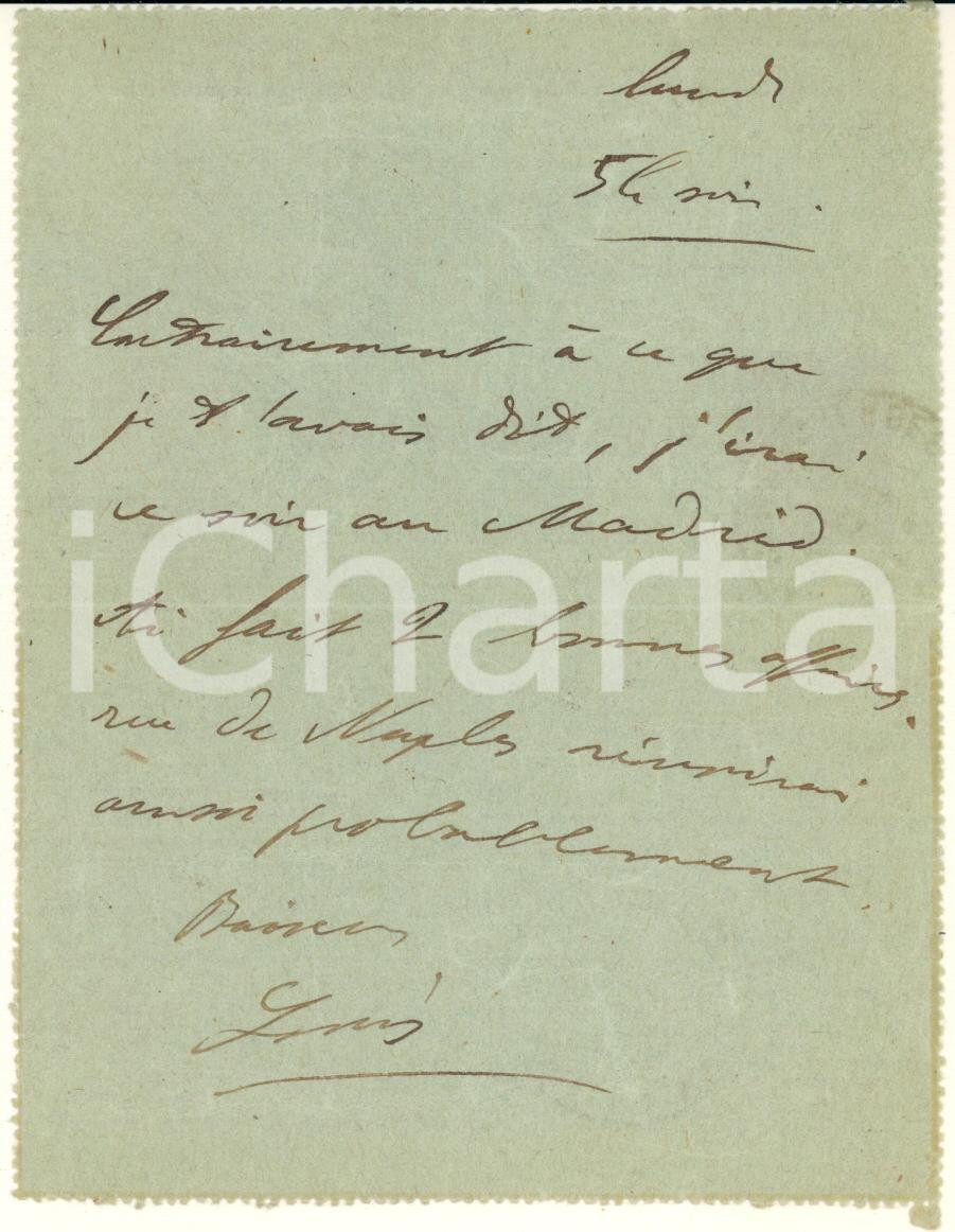 Autografo originale 1917 PARIS Louis CHANCERELLE compositeur  AUTOGRAPHE Carte pneumatique 1