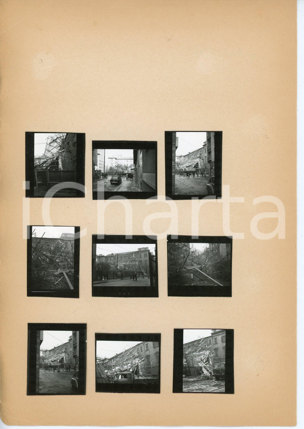 Fotografia d epoca originale 1971 MILANO  CROCETTA Crollo della Chiesa di San Bernardo  Lotto 20 provini 1