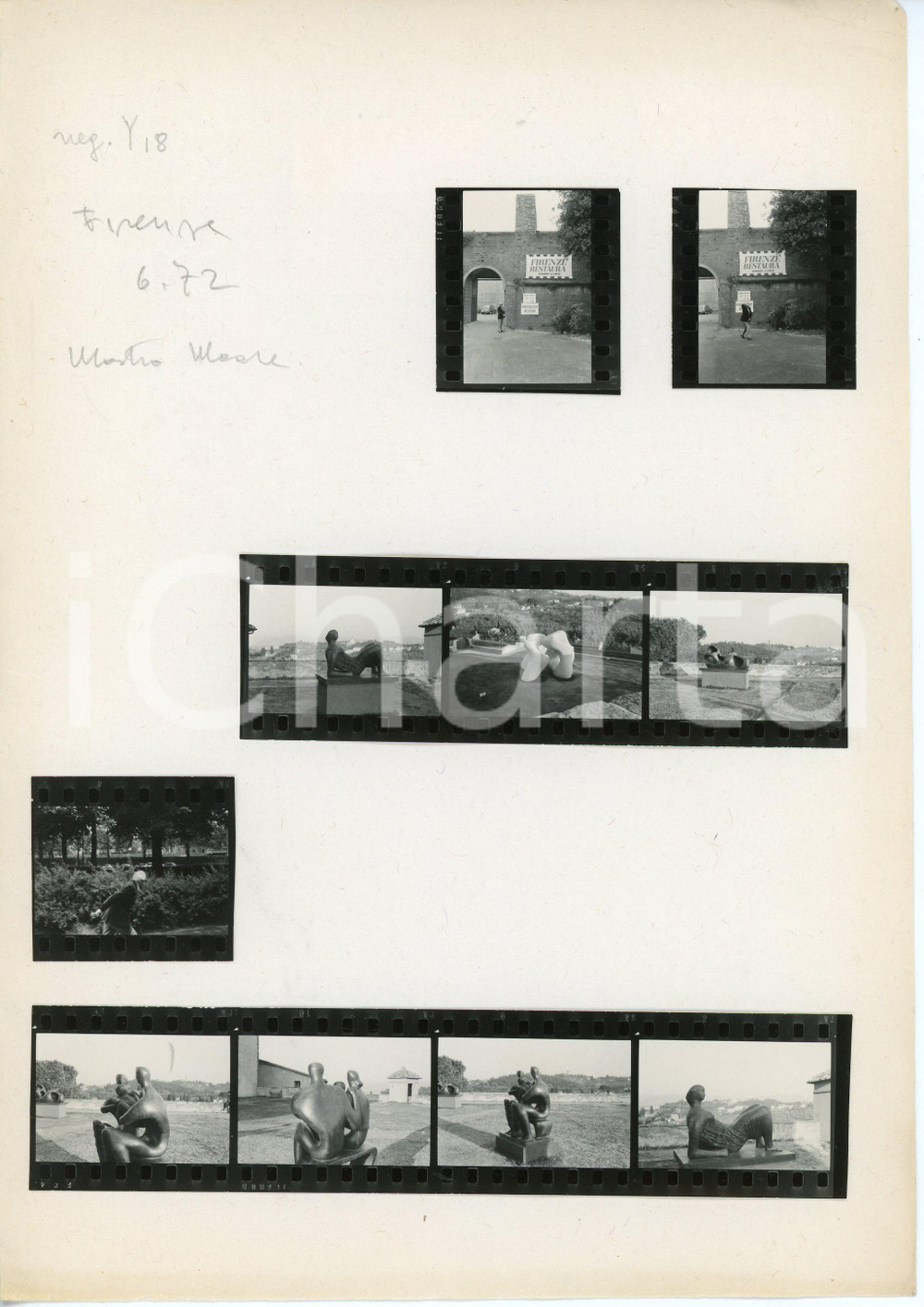 Fotografia d epoca originale 1972 FIRENZE Henry Moore al FORTE DI BELVEDERE Lotto 12 provini 1