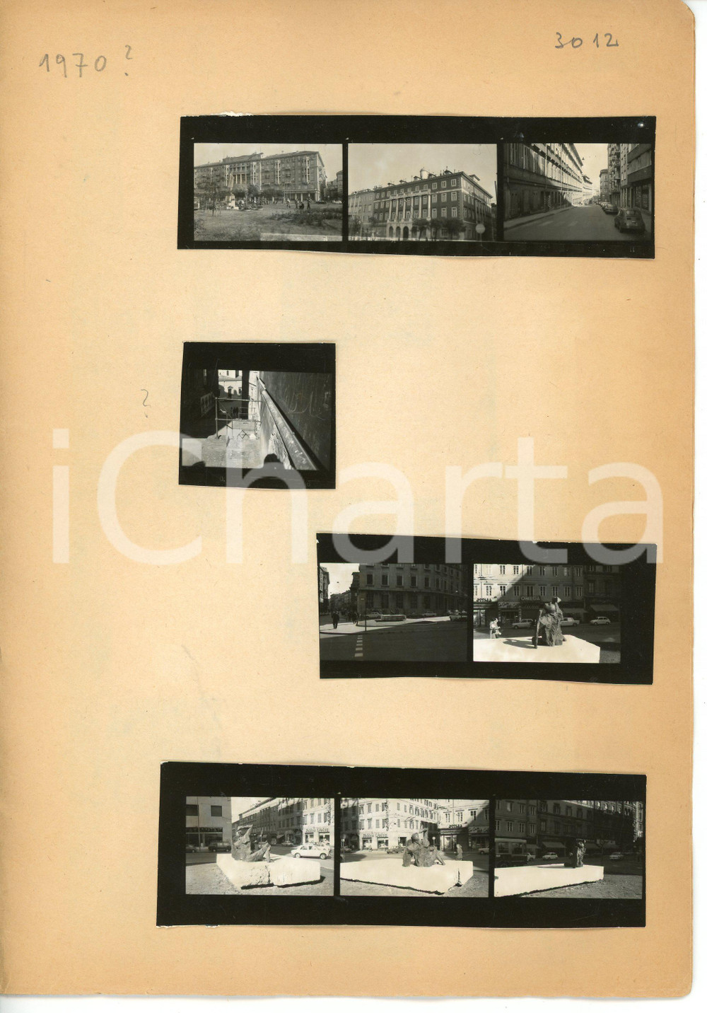 Fotografia d epoca originale 1970 TRIESTE Largo Riborgo  Fontana dei quattro Continenti  Lotto 39 provini 1