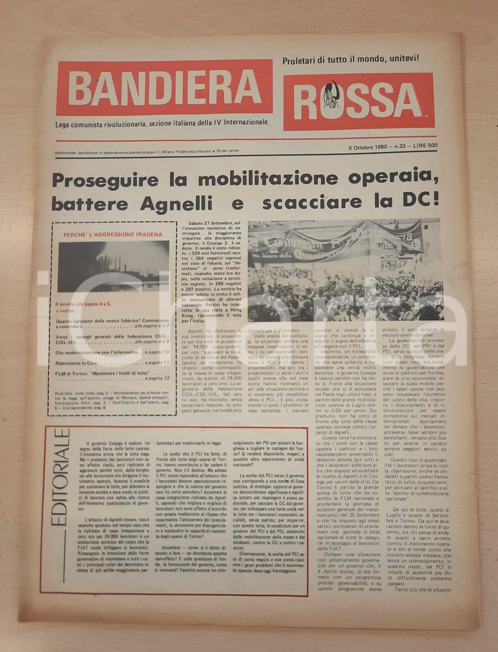 Giornale, rivista storica 1980 BANDIERA ROSSA Operai FIAT contro Agnelli  Viticultori di Mazara in lotta 1