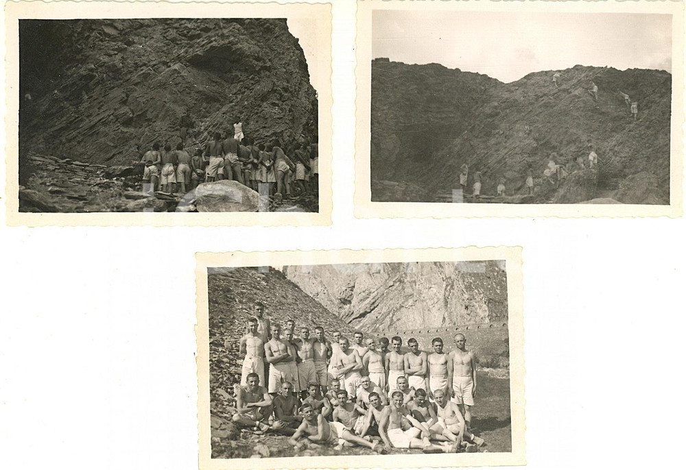 Fotografia d epoca originale 1935 ca VALSESIA  ALPINI Battaglione IVREA  Campo estivo 3 foto 9x6 cm 1
