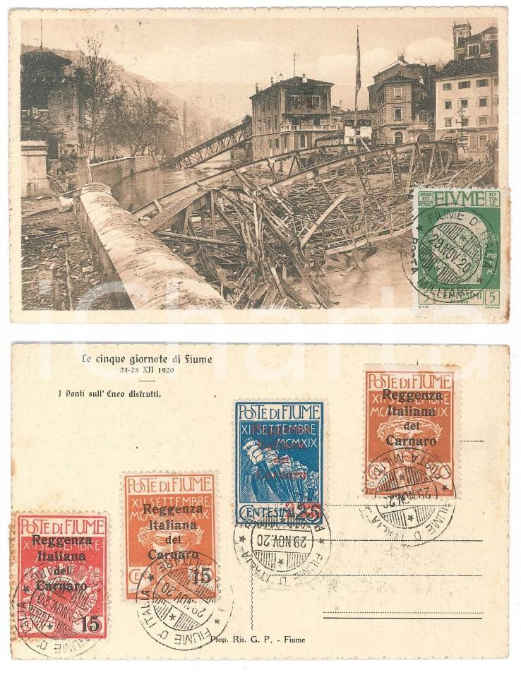 Fotografia d epoca originale 1920 POSTE DI FIUME Francobolli D ANNUNZIO Reggenza italiana del Carnaro 1