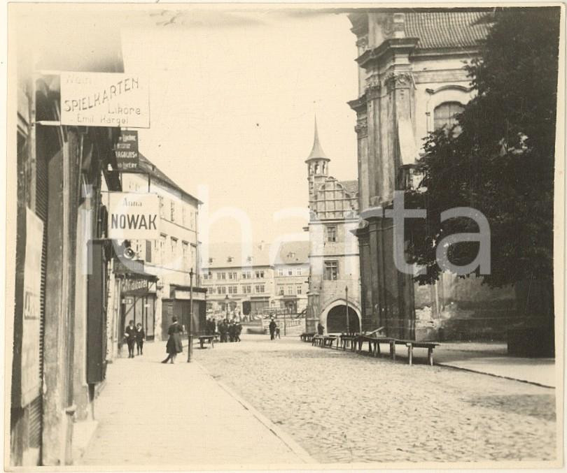 Fotografia d epoca originale 1910 ca LITOMERICE CZ Main square view from Jezuitská RARE photo 10x8,5 cm 1