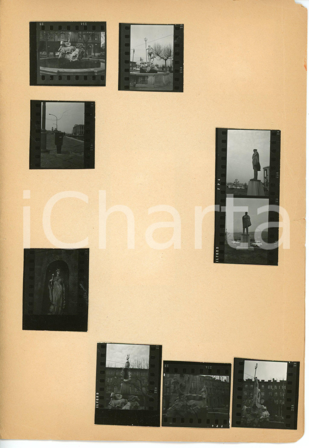 Fotografia d epoca originale 1969 TRIESTE Fontana di Nettuno PALAZZO DELLA BORSA Porto  Lotto 29 provini 1