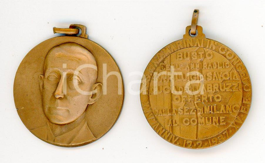 Oggetto da collezione cartaceo 1937 MILANO Luigi di SAVOIA  DUCA DEGLI ABRUZZI Medaglia per donazione busto 4 1