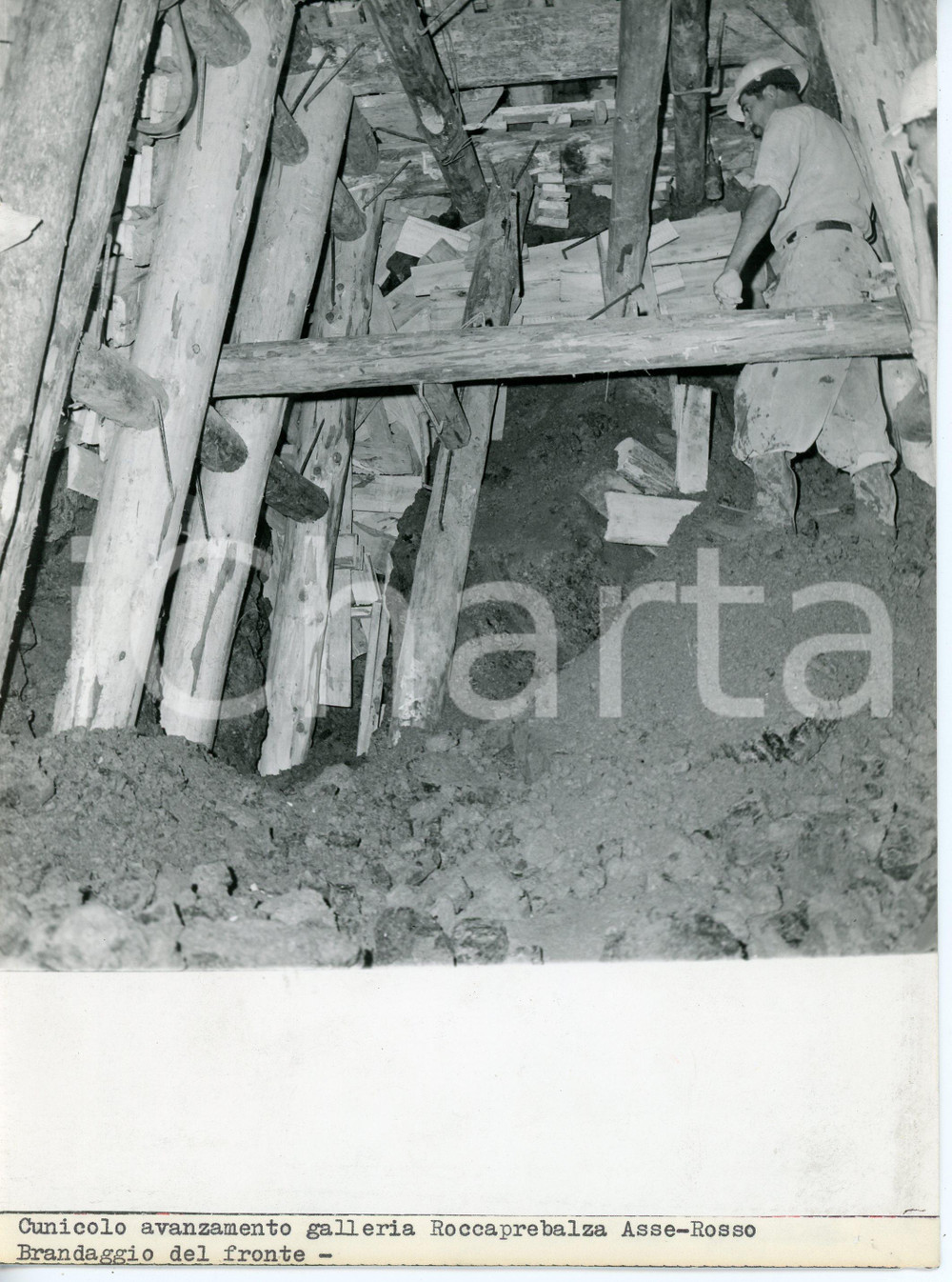 Fotografia d epoca originale 1960ca BERCETO Autocamionale CISA A15 Operai nella Galleria ROCCAPREBALZA Foto 1